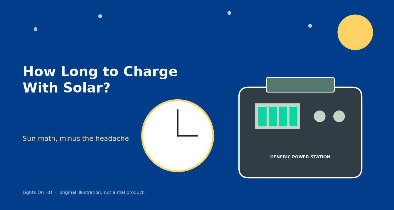Illustration of a clock and a bright sun next to a generic, unbranded power station.